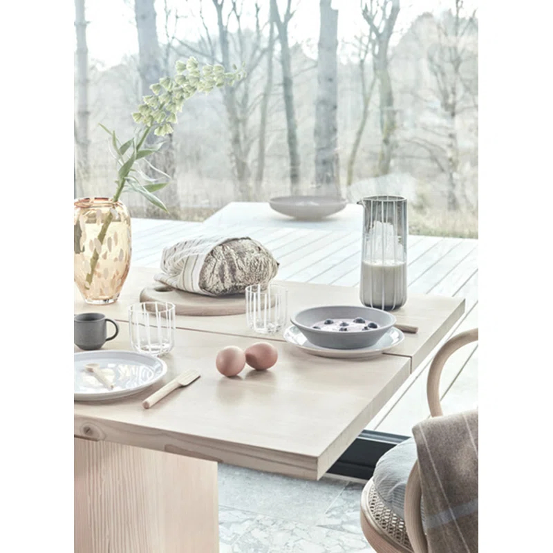 Gray Mouth-Blown Glass Carafe with Subtle Stripes