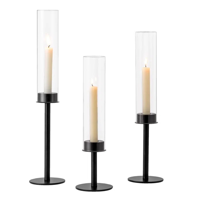 NIERBO Candlestick Holders Hurricane Candle Holder, 3pcs Candle Stick Candle Holder Candelabra (Set of 3)