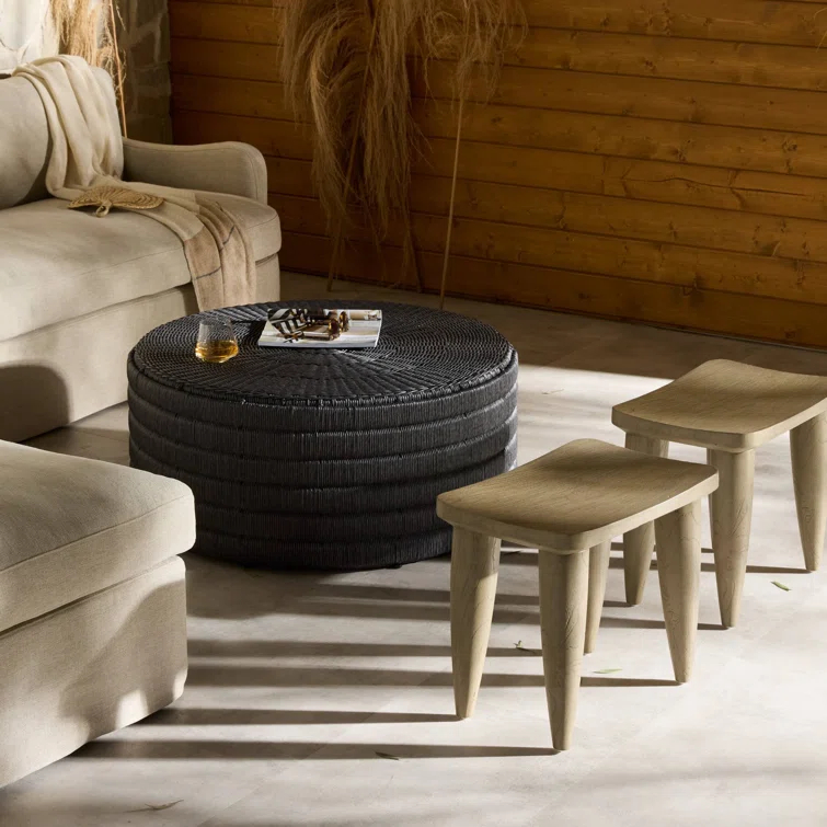 Weathered Gray Teak Outdoor Accent Stool