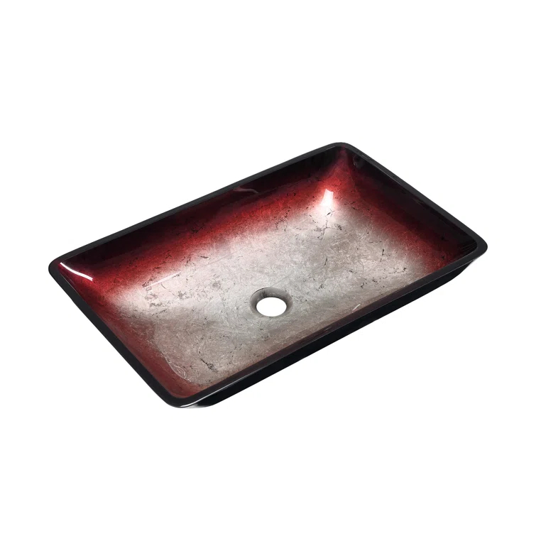 Cascade Rectangular Glass Vessel Sink with Faucet