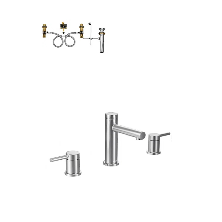 High Arc Widespread Bathroom Faucet with Drain Assembly