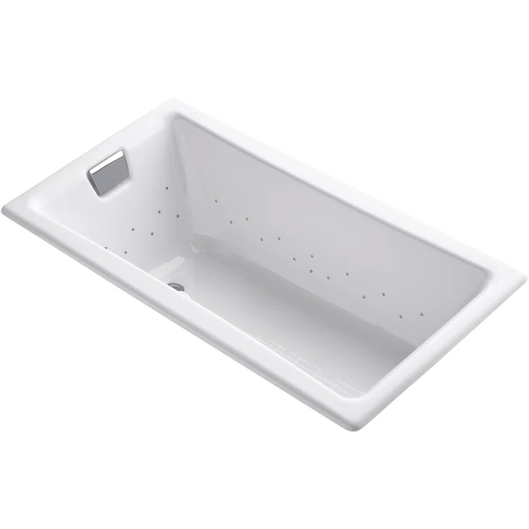 Tea-for-Two 60" x 32" Drop In Whirlpool Porcelain Enameled Cast Iron Bathtub with Heater