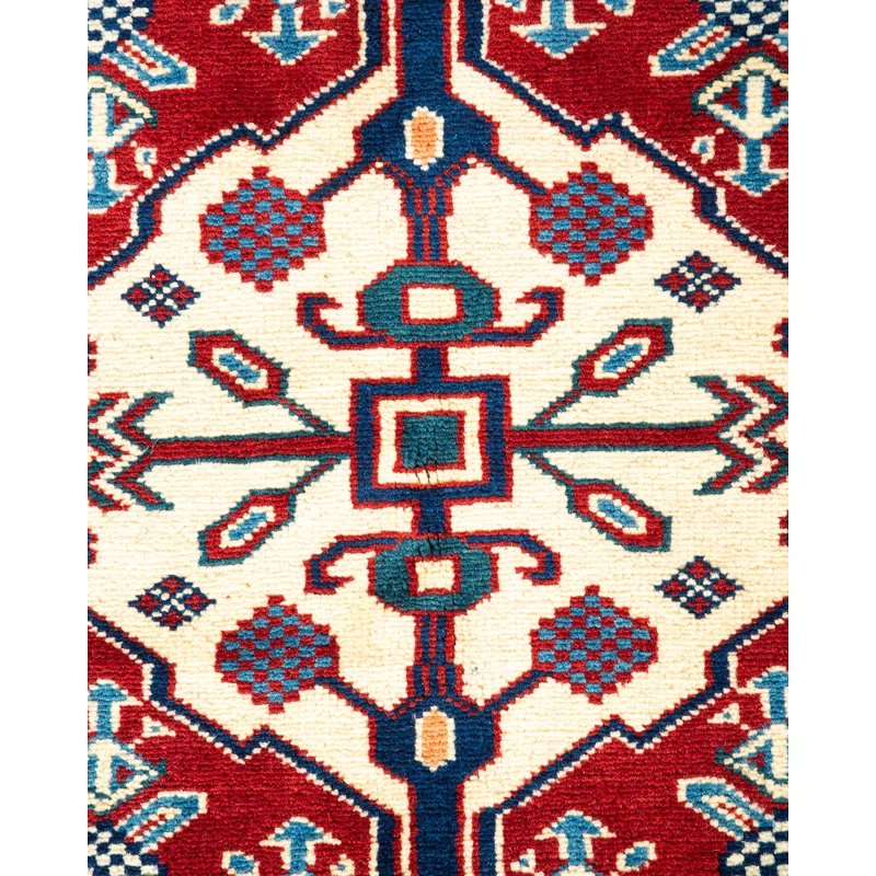 Tribal One-of-a-Kind 5' 1" X 6' 10" 2010s Area Rug in Red/Ivory/Blue