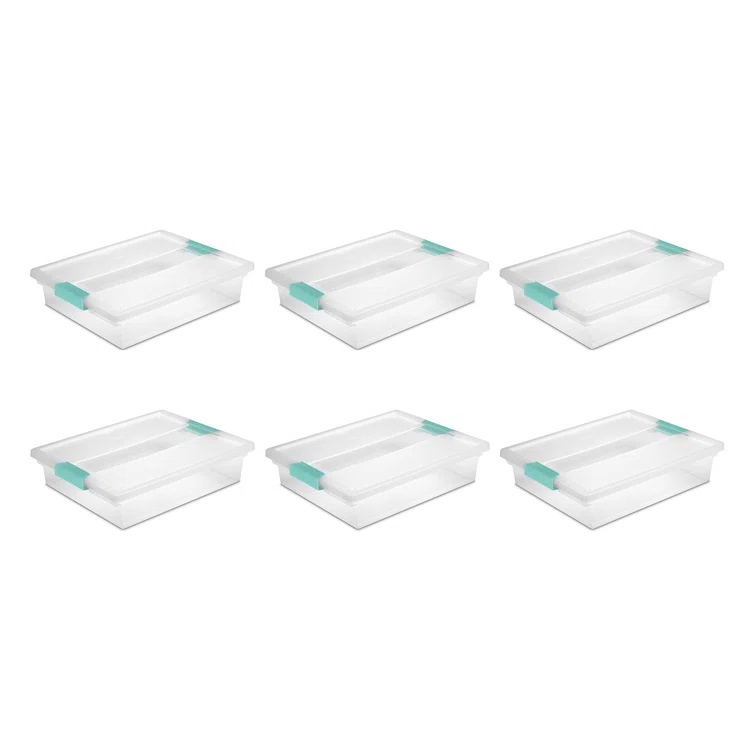Sterilite Sterilite Plastic Stackable Storage Bin w/Clear Latch Lid (Set of 6)
