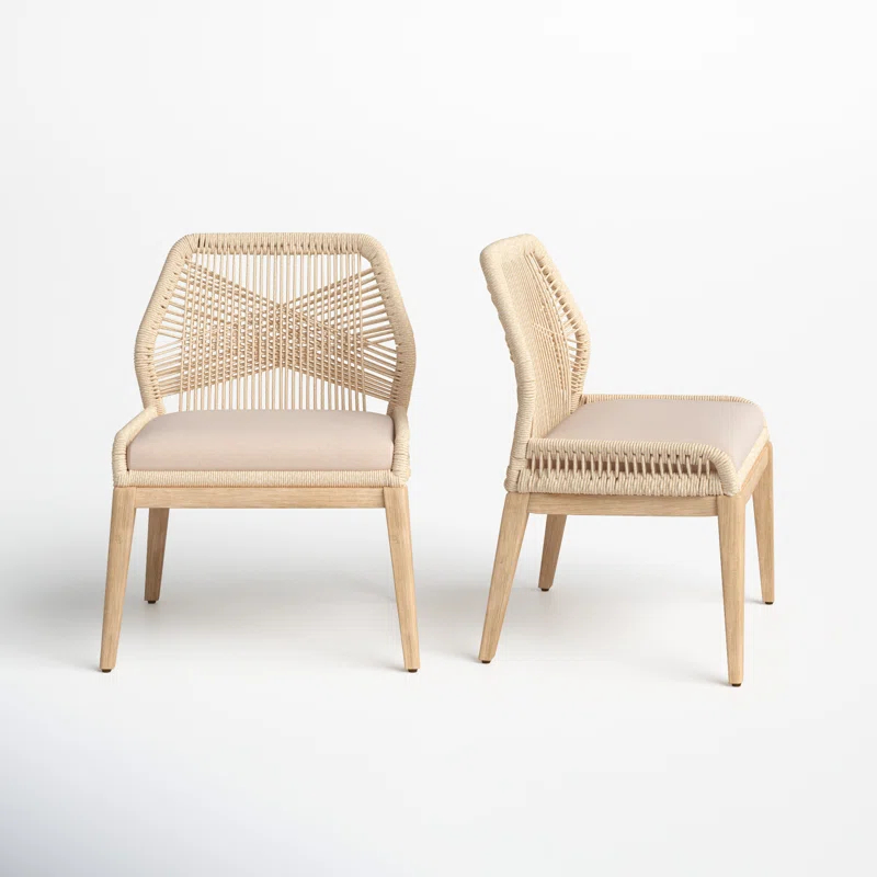 Fabric Side Chair in Beige/Ivory
