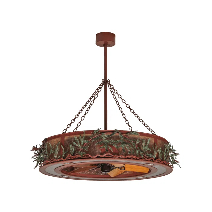Rustic Lodge 12 - Light Dimmable Drum Chandelier