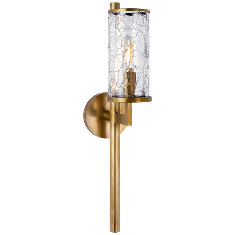 Liaison Antique-Burnished Brass Dimmable Wall Sconce with Crackle Glass