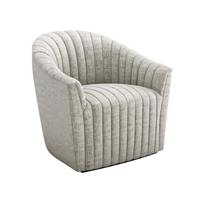 Channel Upholstered Swivel Barrel Chair