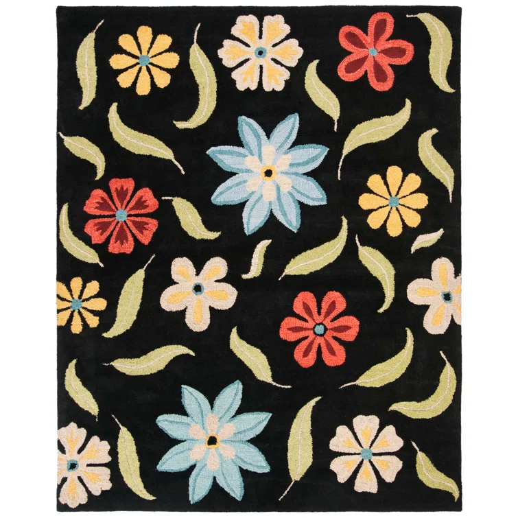 Emrick Hand Hooked Wool Floral Rug