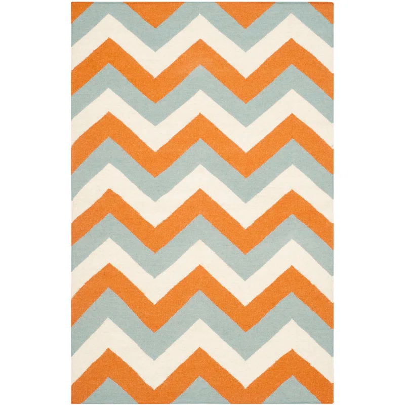 Safavieh Dhurries Hand Woven Flat Weave 80% Wool, 20% Cotton Chevron Rug