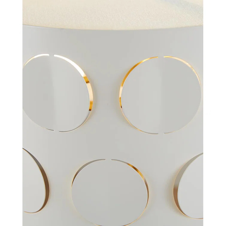 Dottie 22'' White Linen Perforated Table Lamp in Burnished Brass