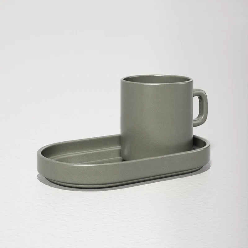 PILAR Stoneware Espresso Cup with Tray