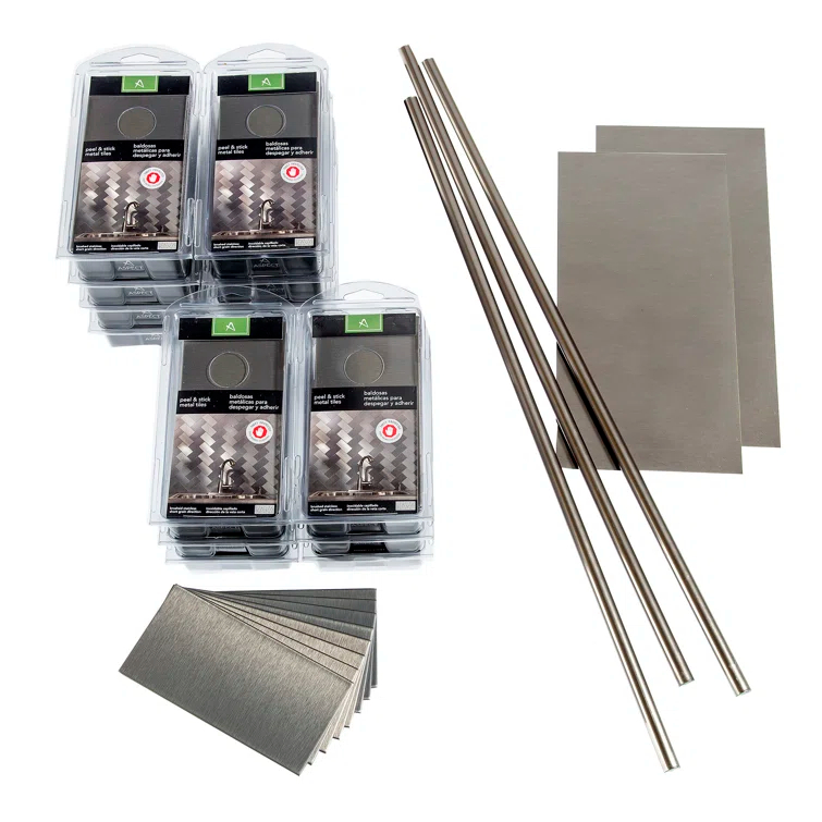 Aspect Peel and Stick 3in x 6in Short Grain Metal Tile 15 Sq Ft Kit