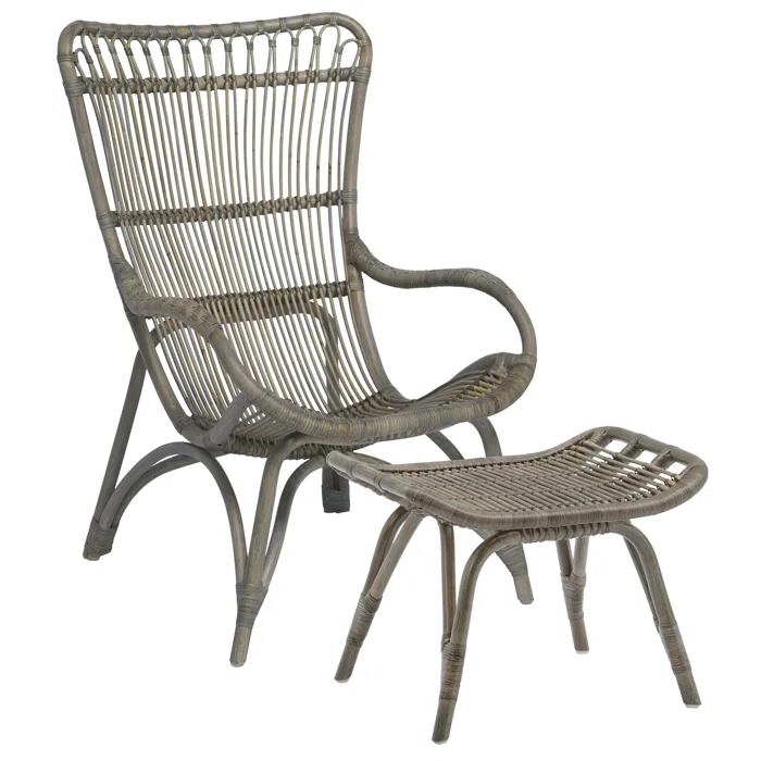 Monet Highback Rattan Lounge Chair and Footstool
