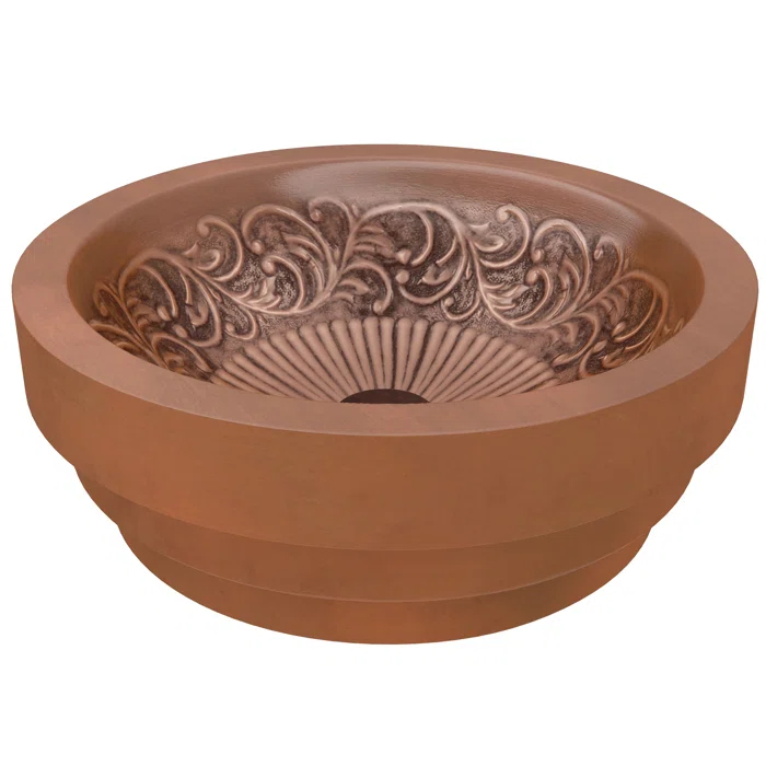 ANZZI Admiral 17'' Polished Antique Copper Copper Circular Bathroom Sink