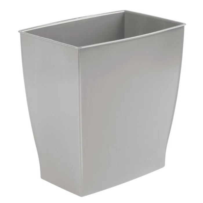 iDesign Mono BPA-Free Plastic Rectangular Waste Basket - 11.25" x 7.5" x 12", Gray
