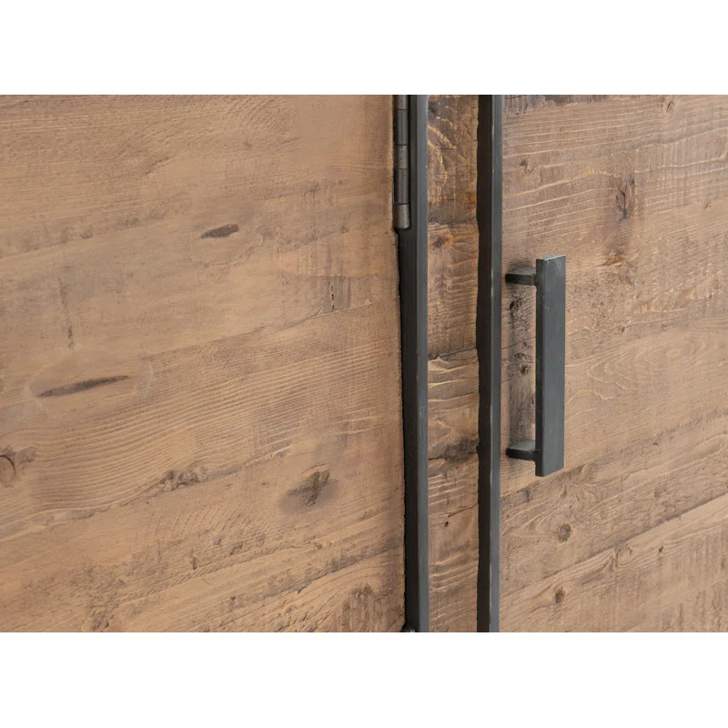 Martine Reclaimed Pine and Iron 79" Media Console with Cabinet