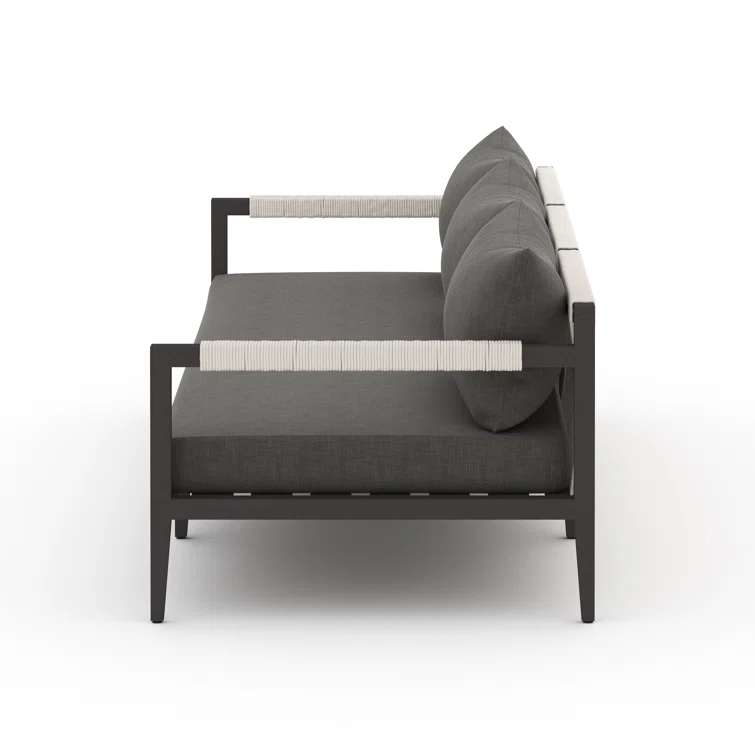 Sherwood Charcoal Gray Aluminum Outdoor Patio Sofa