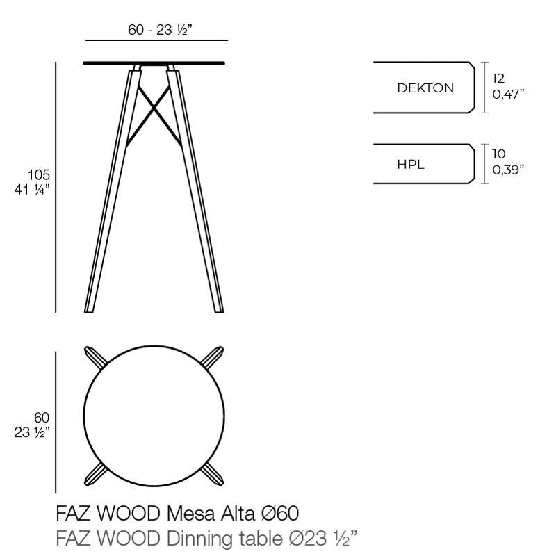 Faz Wood High 23.5" Table Edge Top