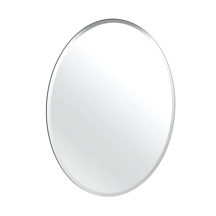 Gatco Modern Frameless Beveled Oval Wall Bathroom / Vanity Mirror