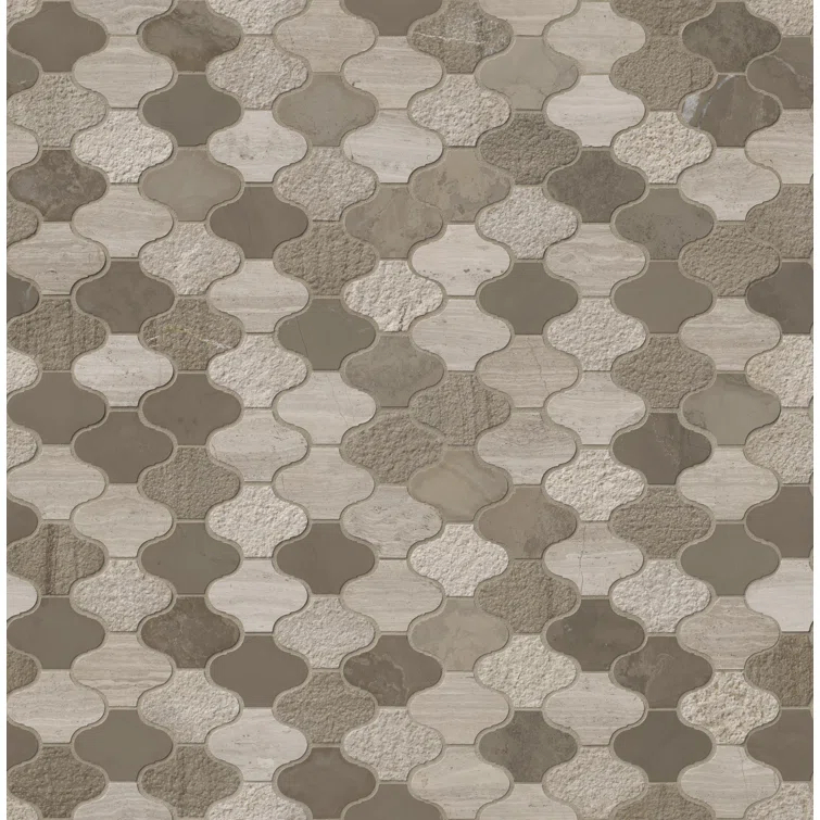Arctic Storm Arabesque Marble Mosaic Tile in Gray