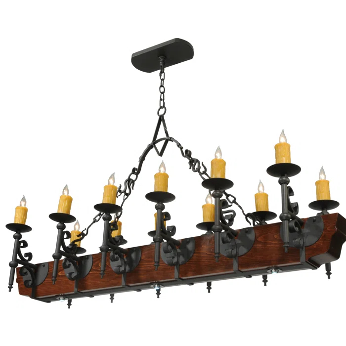 Rustic Lodge 15 - Light Dimmable Square / Rectangle Chandelier