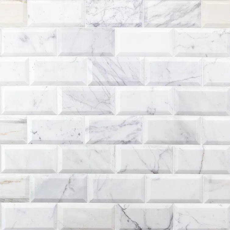 Calacatta 3" x 6" Marble Marble Look Subway Wall & Floor Tile