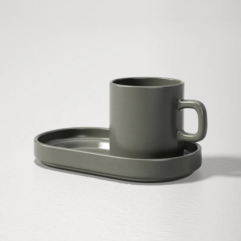 PILAR Stoneware Espresso Cup with Tray