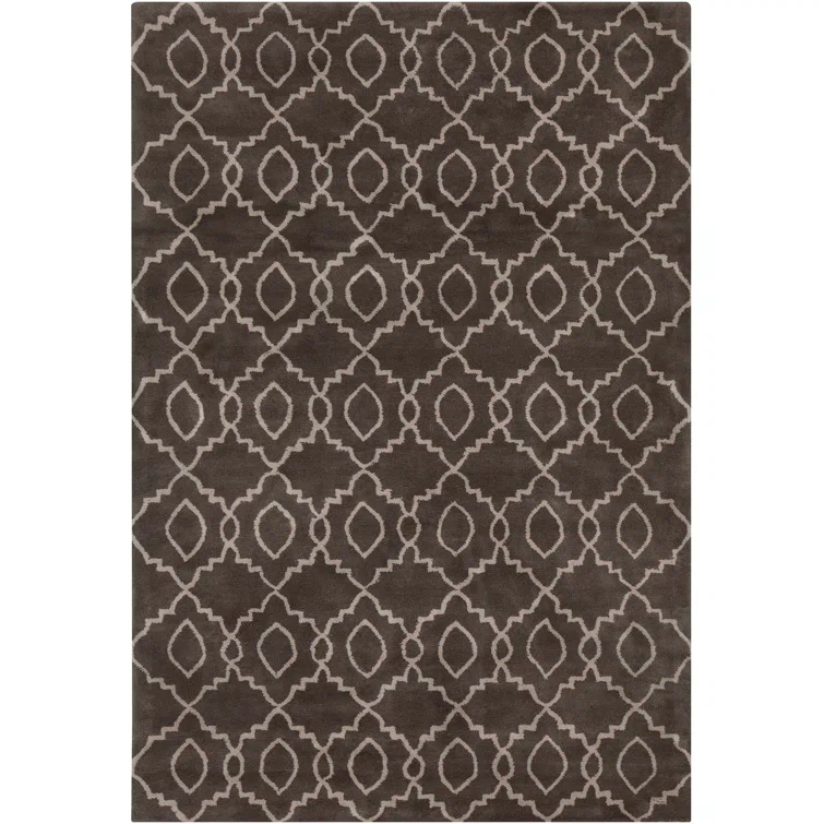 Stella Patterned Contemporary Wool Charcoal/Cream Area Rug