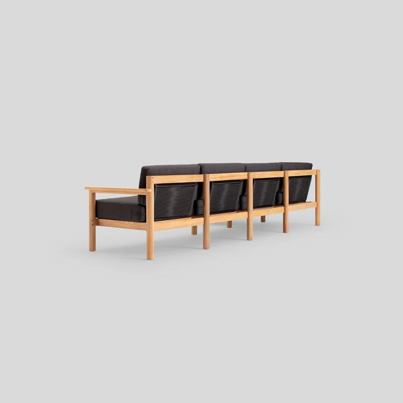 Haven 5-Piece Teak Outdoor Sectional with Sunbrella Cushions and Wooden Armrest