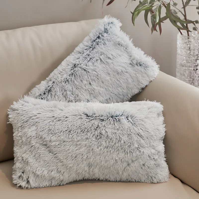 Cheer Collection Cheer Collection Shaggy Hair Decorative Throw Pillows (Set of 2)