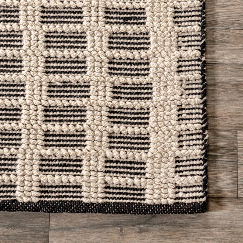Arvin Olano x Rugs USA Parker Check Textured Ivory Area Rug