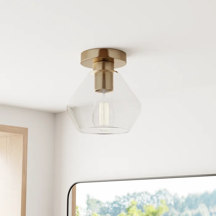 Rooks Single Light Glass Semi Flush Mount