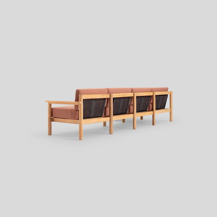 Haven 5-Piece Teak Outdoor Sectional with Sunbrella Cushions and Wooden Armrest
