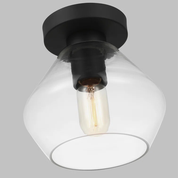 Rooks Single Light Glass Semi Flush Mount