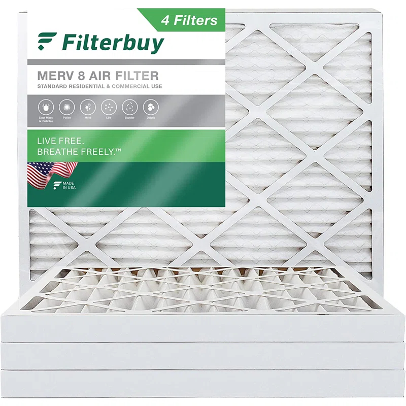 Filterbuy Filterbuy 16x20x2 Air Filter MERV 8, Pleated HVAC AC Furnace Filters Replacement (Set of 4)