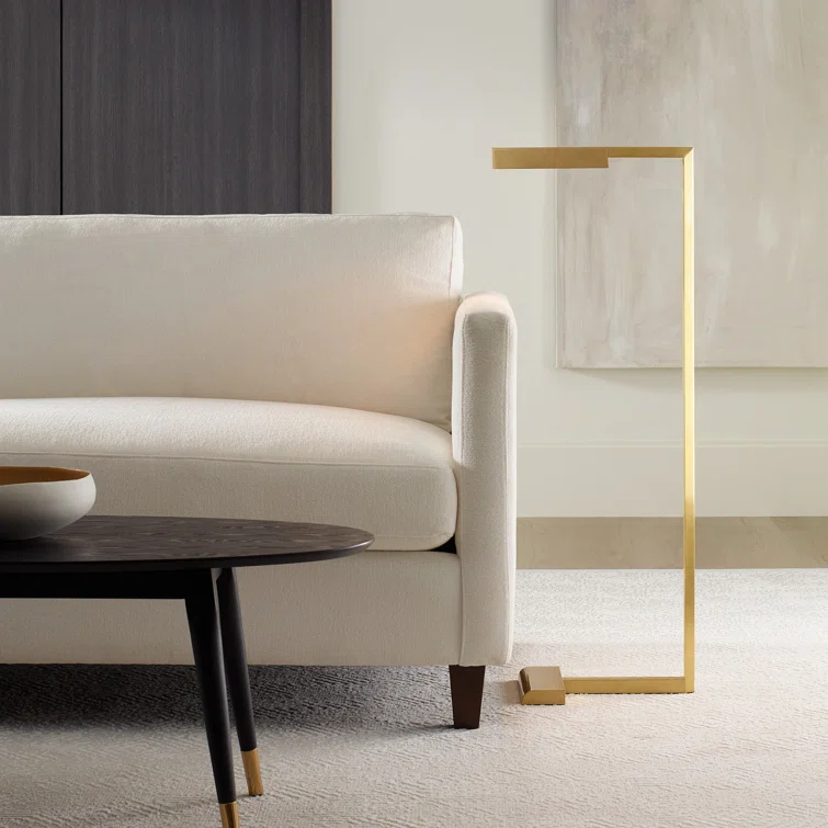 Dessau 38" Natural Brass LED Task Floor Lamp with Touch Dimmer