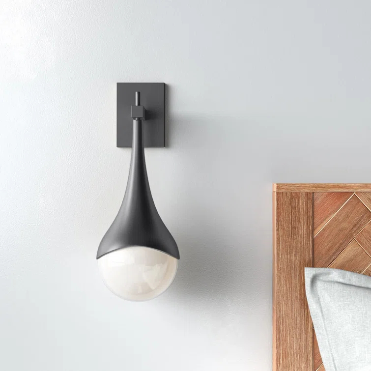 Algiers Single Light Glass Steel Dimmable Armed Sconce