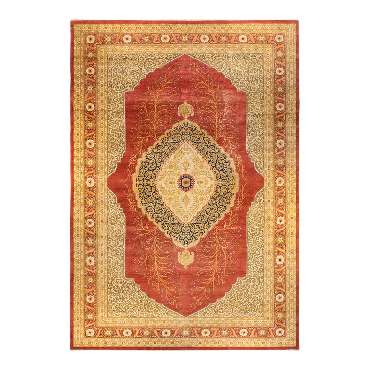 Handmade Red Wool Traditional 8' x 10' Area Rug