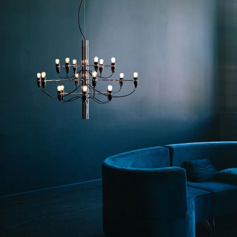 Chrome Mid-Century Modern 18-Light Chandelier