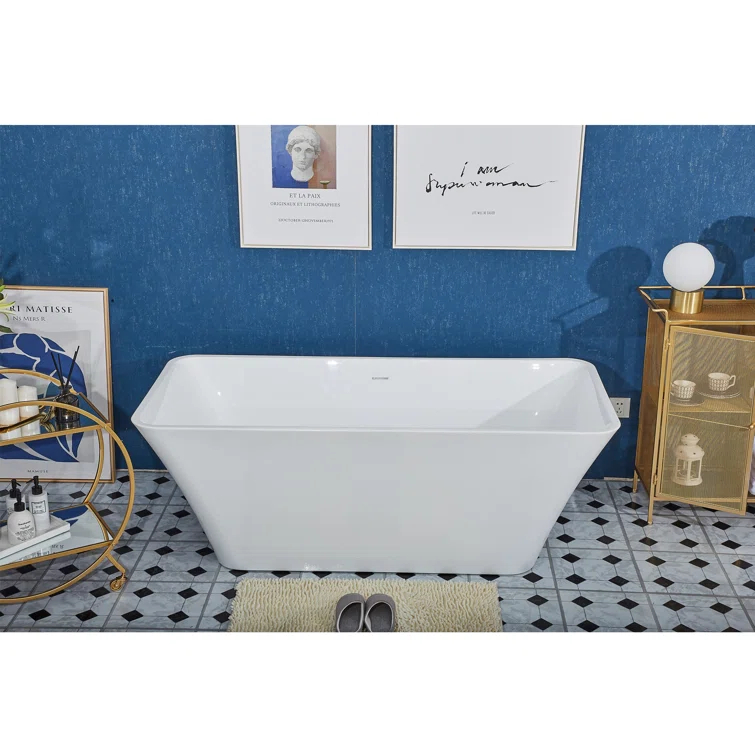 Pulse Showerspas PT-1043-150 59'' x 29.5'' Freestanding Soaking Acrylic Bathtub