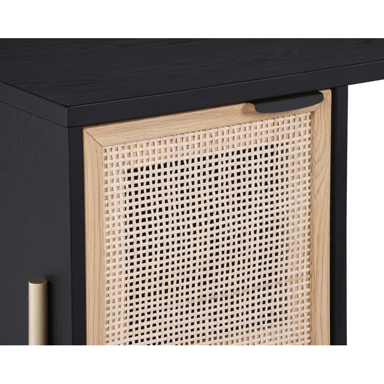 Executive Black Oak 61" Home Office Desk with Drawer