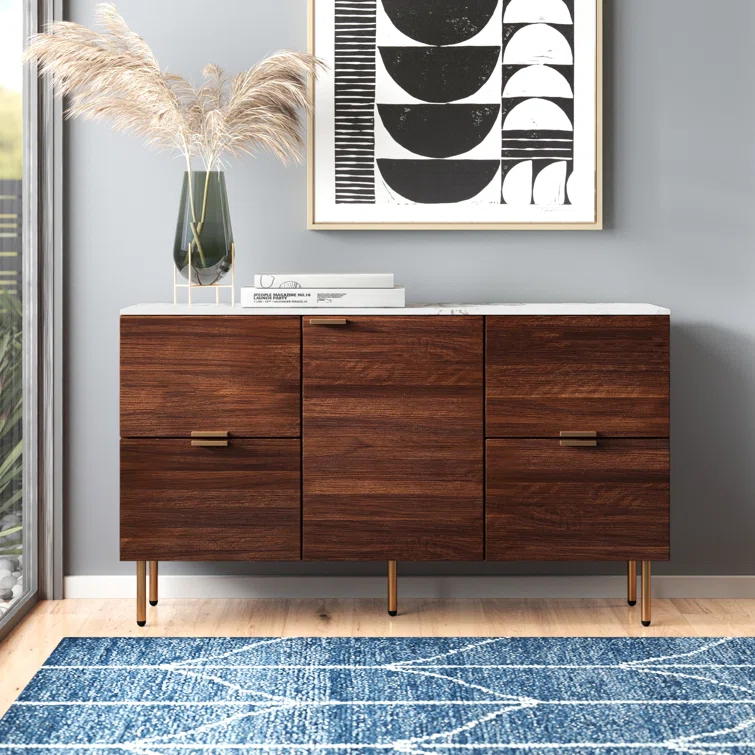 Pinecone 48" Storage Cabinet Sideboard with Marble Effect