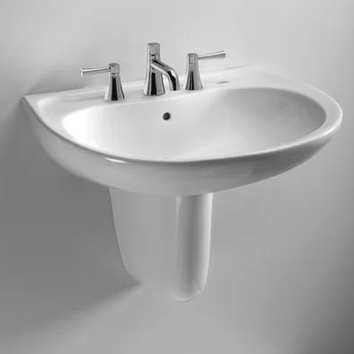 Supreme® Vitreous China U-Shaped Wall Mount Bathroom Sink with Overflow