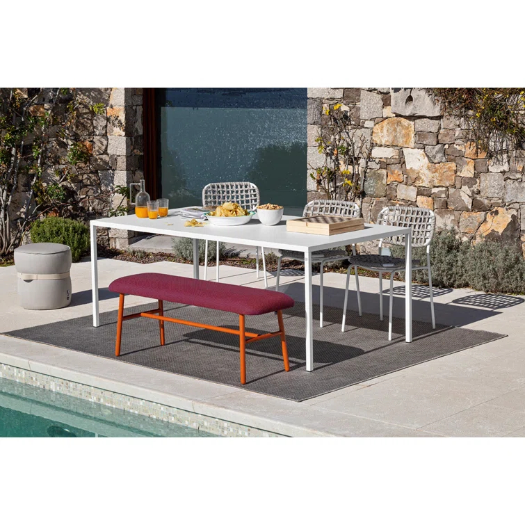 Yo Outdoor Chair with Woven Seat and Metal Frame