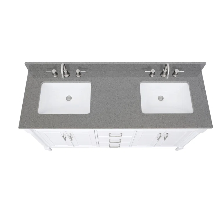 61'' Quartz Double Bathroom Vanity Top with Sink