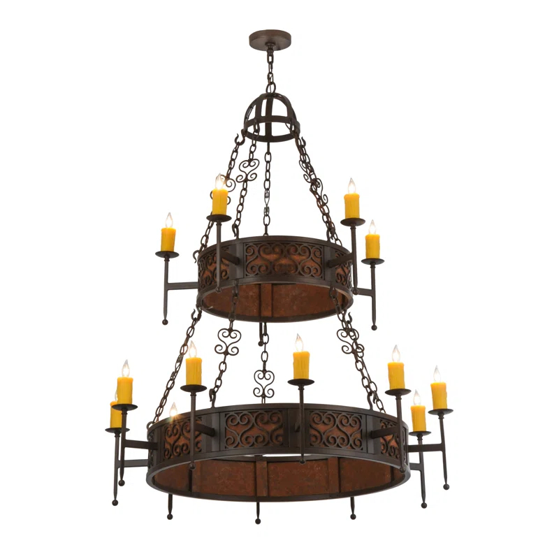 Toscano 48" Bronze Two-Tier Candle Chandelier