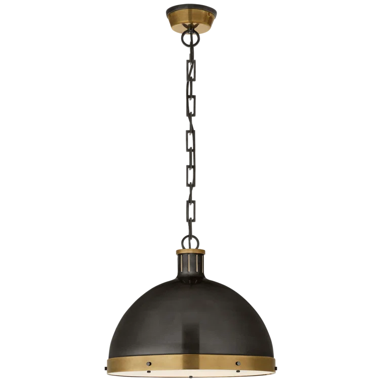 Farmhouse Industrial Hicks 13.75" Globe Pendant in Bronze/Antique Brass