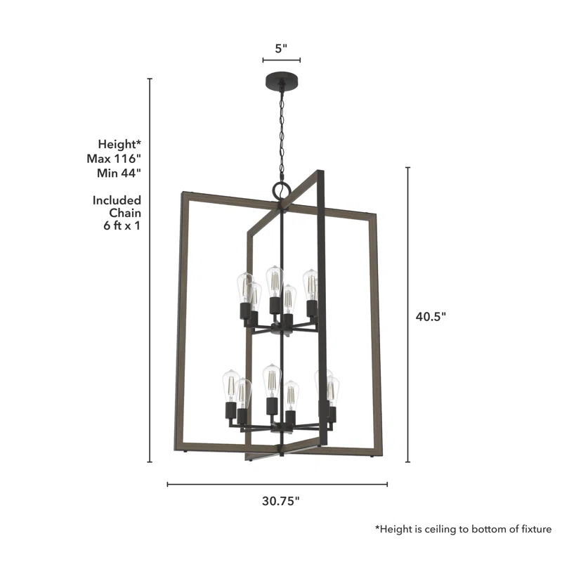 Woodburn 12 Light 30.5 Inch Foyer Pendant Ceiling Light Fixture