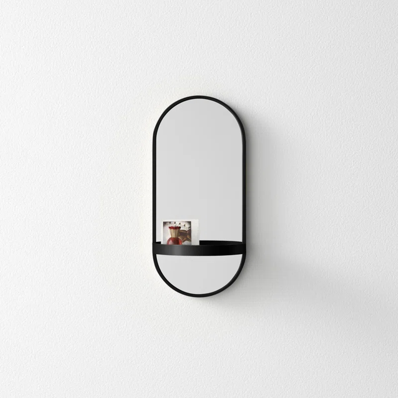 Lumi Metal Flat Mirror with Shelves